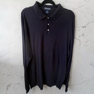 Lands’ End Long Sleeve Polo Shirt Men’s Large Tall 42–44 Navy Classic Casual